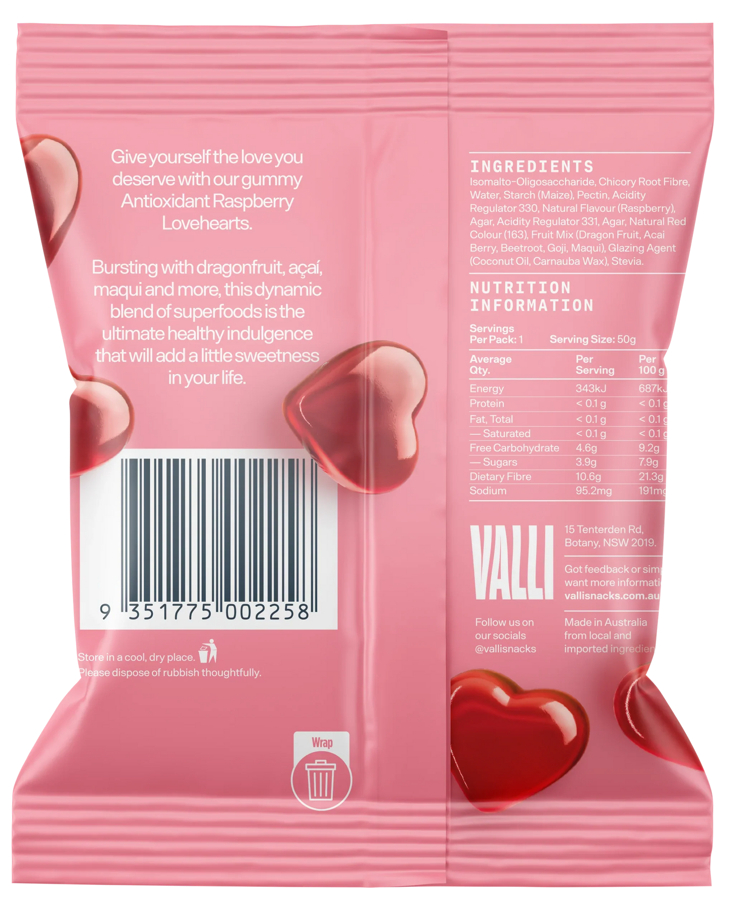 Gummies | Raspberry Antioxidant Lovehearts
