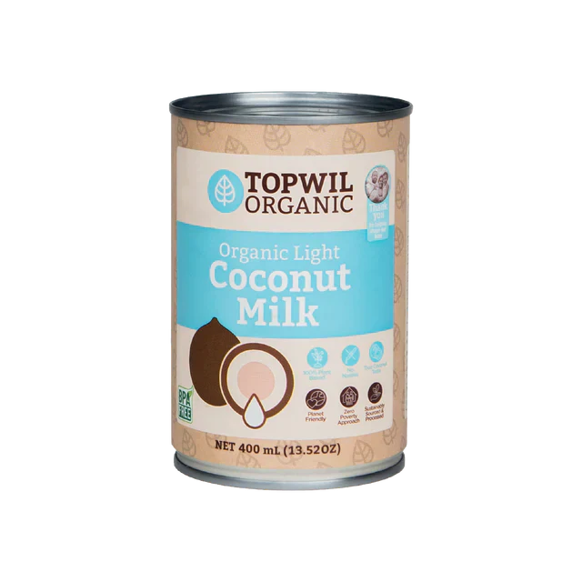 Topwil Organic Light Coconut Milk 400ml β 6 Pack