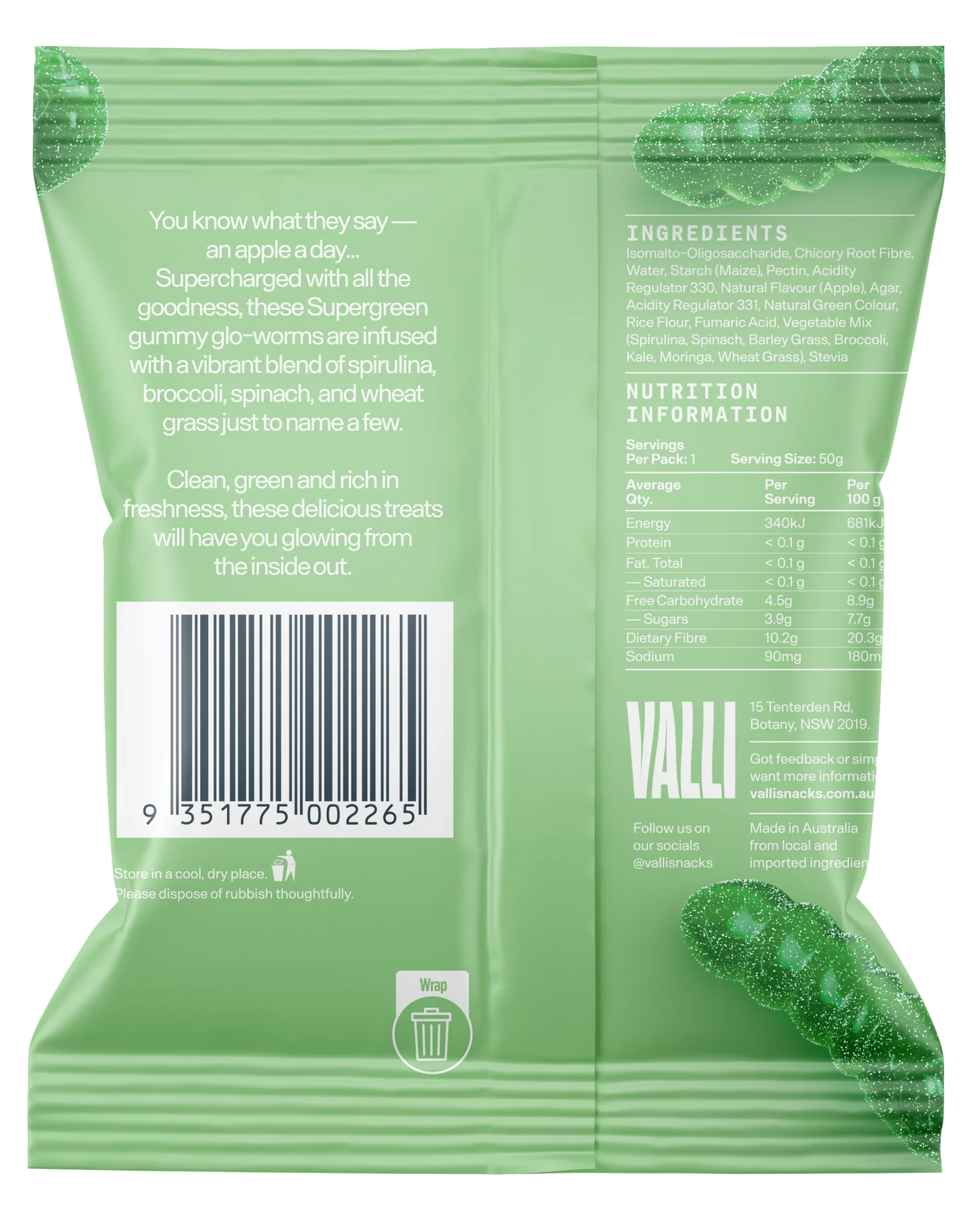 Gummies | Sour Apple Supergreen Glo-worms