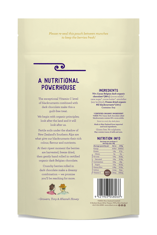 CACAO 70% Organic Dark Chocolate Rolled Blackcurrants 90gm