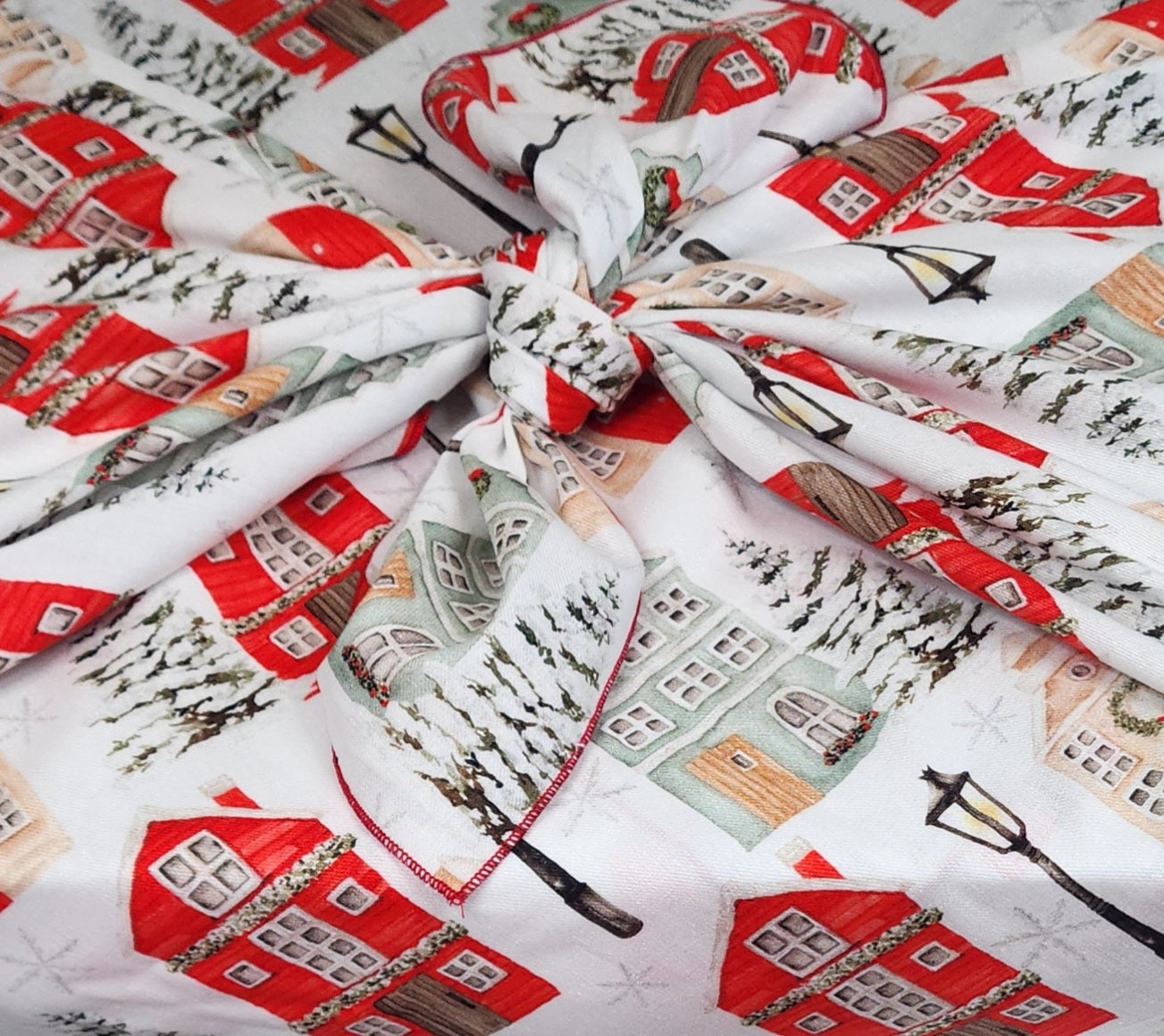 Christmas Cottages - 4 Furoshiki Gift Wraps