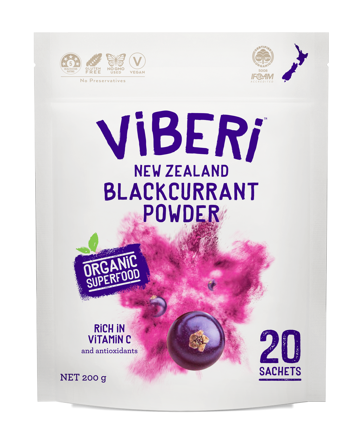Organic Blackcurrant Powder 200g (20x Sachets)