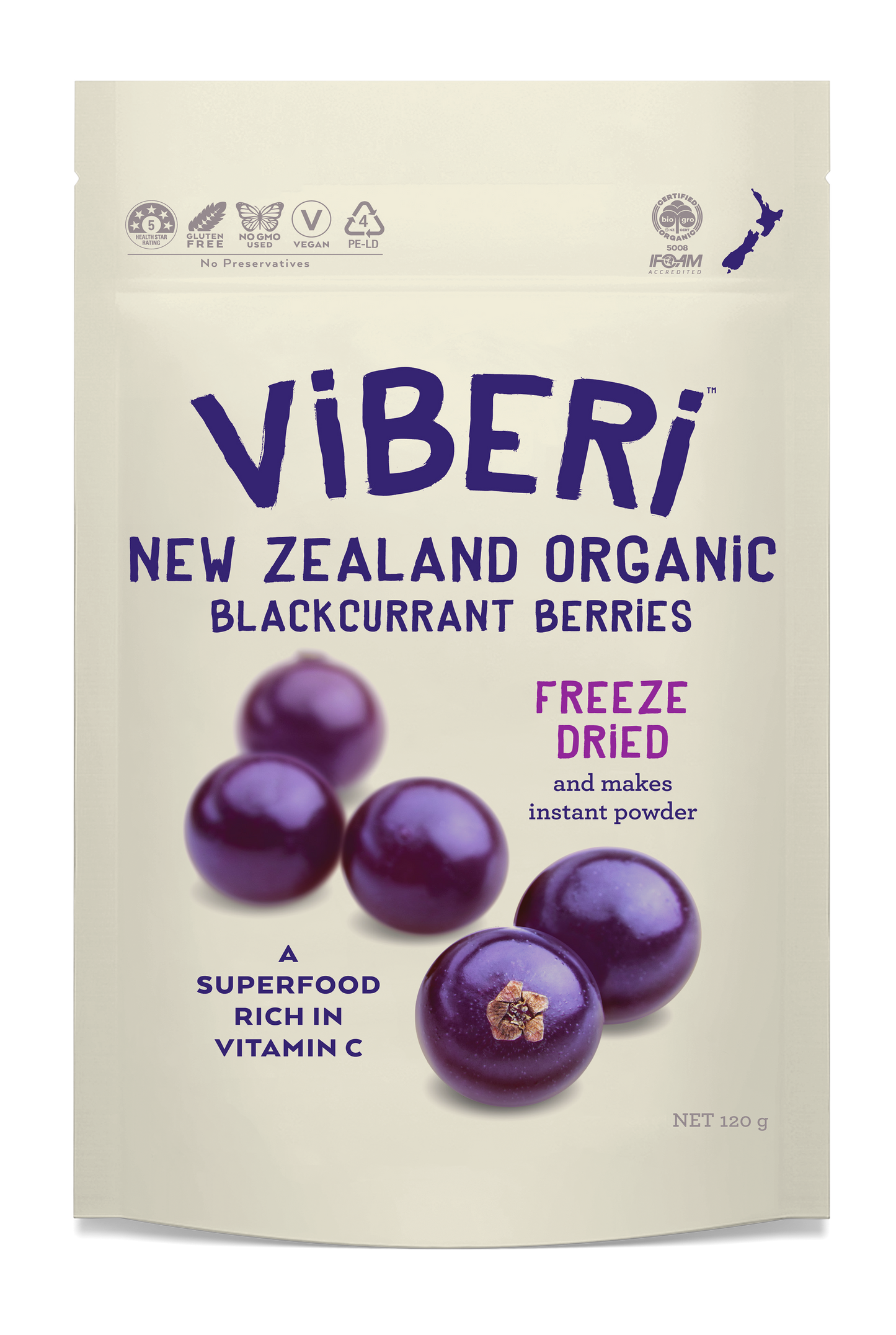 Freeze Dried Organic Blackcurrants 120g