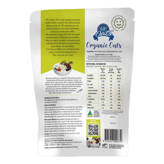 GF Oats Organic Oats *tested nil to gluten contamination* -1Kg