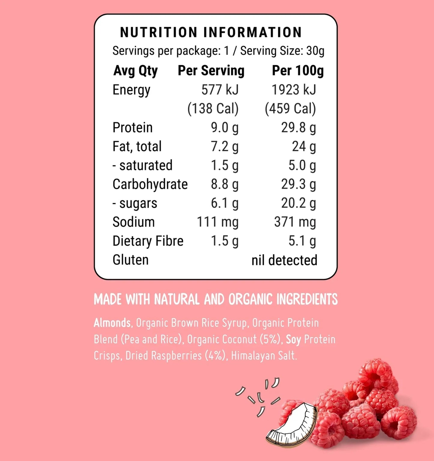Protein Bar | Raspberry Coconut