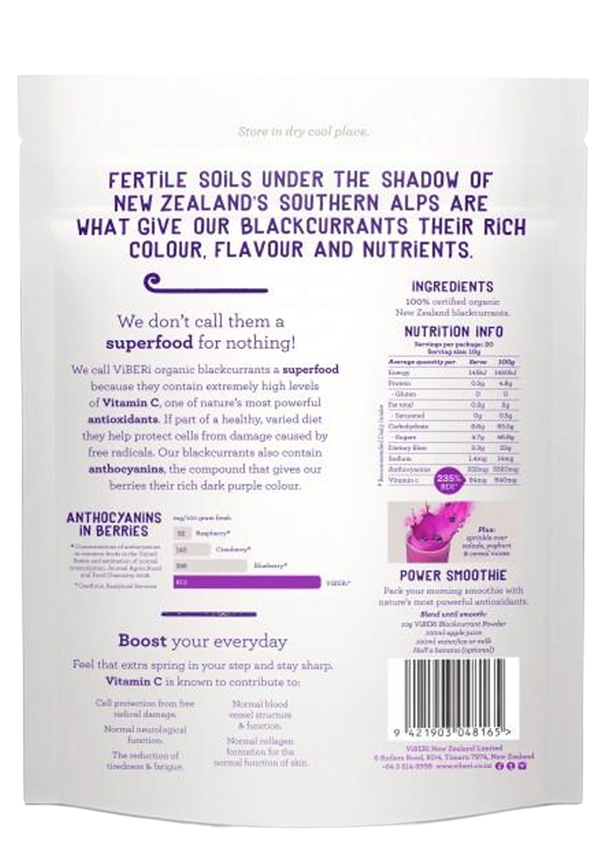 Organic Blackcurrant Powder 200g (20x Sachets)